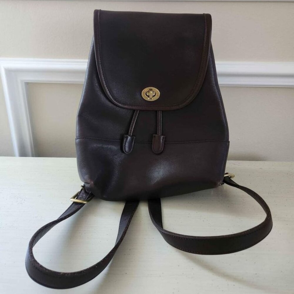 Vintage Coach Brown Leather Women's Backpack Knapsack